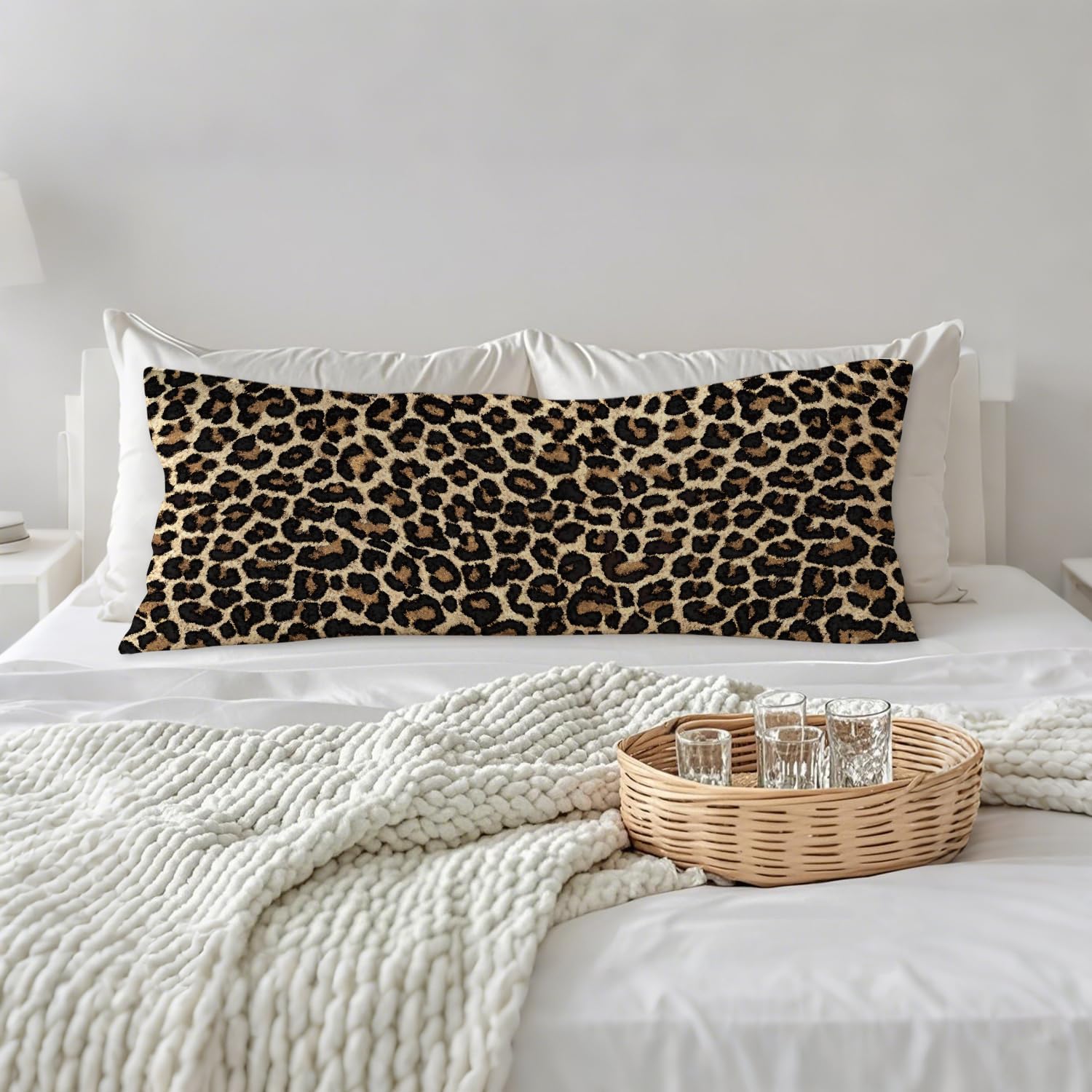 Leopard Print 20x54 Body Pillow Cover, Cheetah Print Room Decor, Trendy Girly Room Decor, Wildlife Animal Skin Theme Cheetah Decorative…