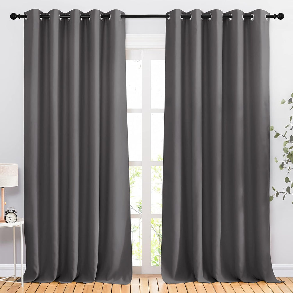 NICETOWN Blackout Curtains Panels for Bedroom - 3 Pass Microfiber Noise Reducing Thermal Insulated Solid Ring Top Blackout Window Drapes…