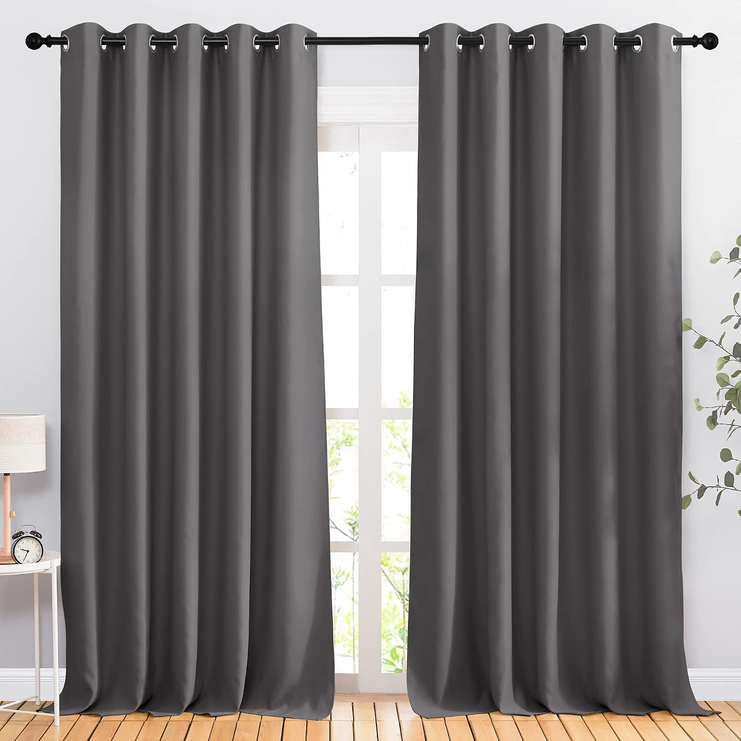 NICETOWN Blackout Curtains Panels for Bedroom - 3 Pass Microfiber Noise Reducing Thermal Insulated Solid Ring Top Blackout Window Drapes…
