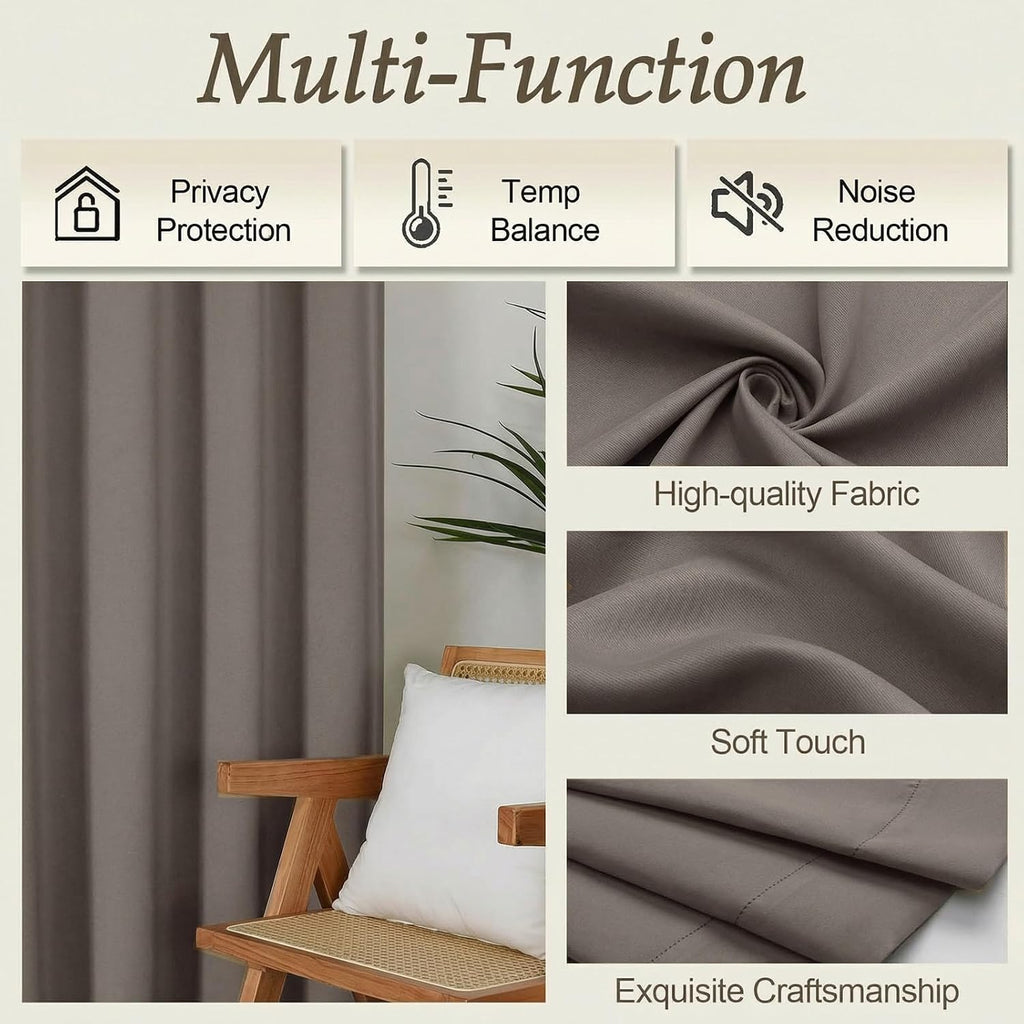 Gwine Latte Blackout Curtains for Bedroom 84 Inches Long - Thermal Insulated Noise Reducing Window Curtain Panels, Solid Room Darkening…