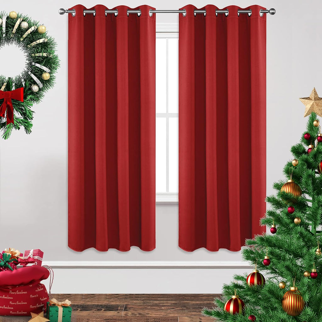 Joydeco Blackout Curtains 72 inches Long 2 Panels Set, Thermal Insulated Long Curtains & Drapes 2 Burg, Room Darkening Grommet Drapes for B…