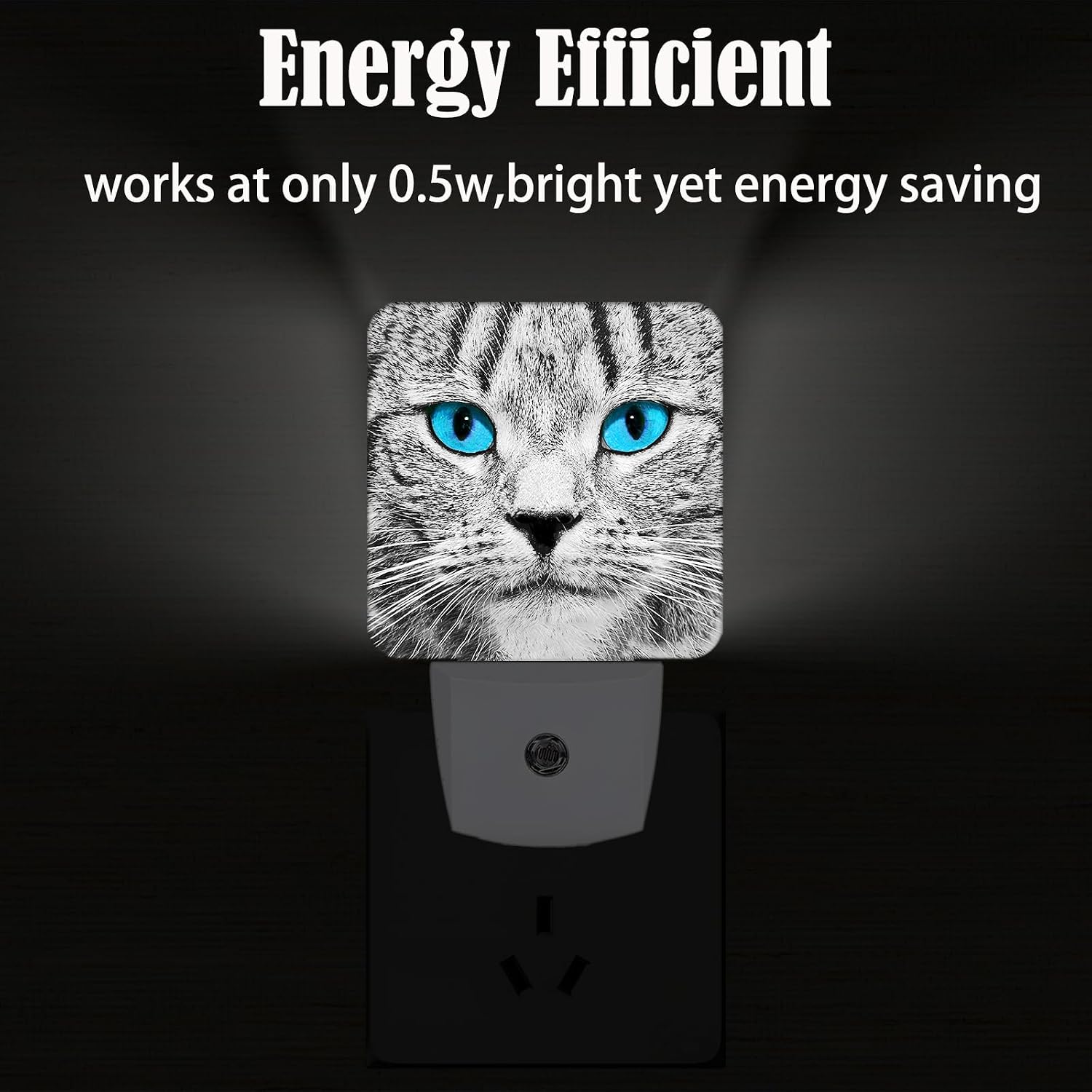 Blue Eyes Cat Night Light, Plug Into Wall with Dusk to Dawn Light Sensors, Warm Nightlights for Bedroom, Bathroom, Hallway, Kitchen, Gifts…