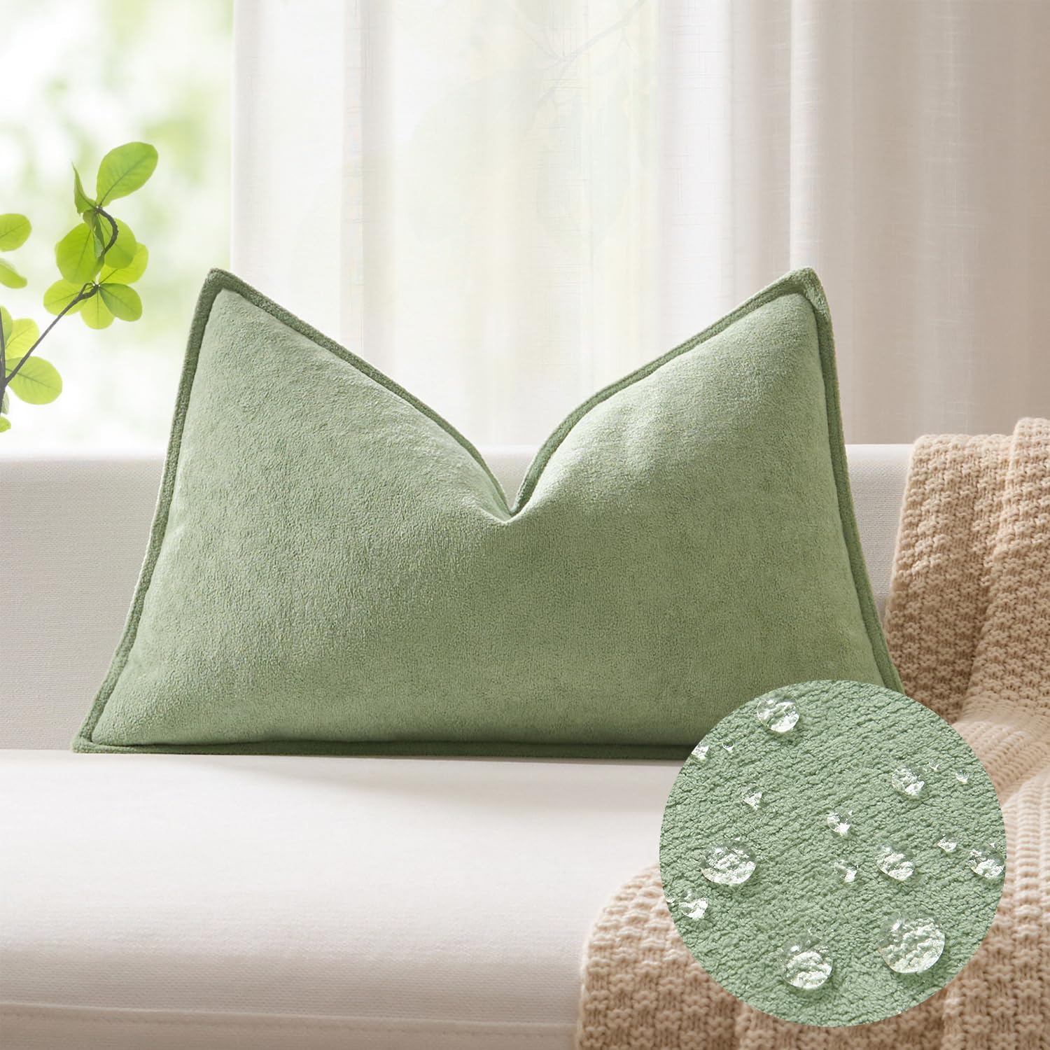 KevinTextile Kevin Textile Spring 14x24 Inch Lumbar Pillow Cover 1 Pack Soft Boucle Textured Decorative Waterproof Rectangle Cushion Elegan…