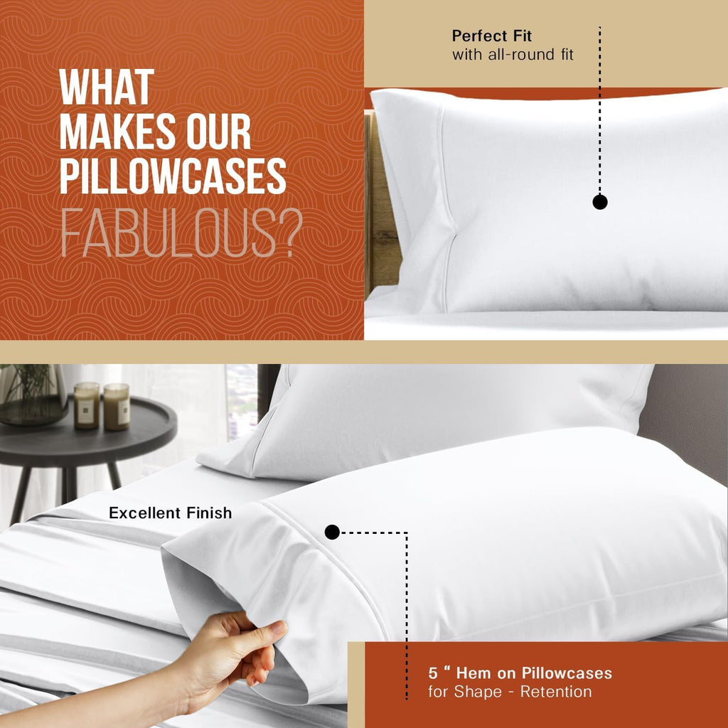 TEXAS LINEN CO. 100% Egyptian Cotton Pillow Cases Set of 2, Texan Talkin' Collection 600 Series Standard/Queen Pillowcase for Sleeping…