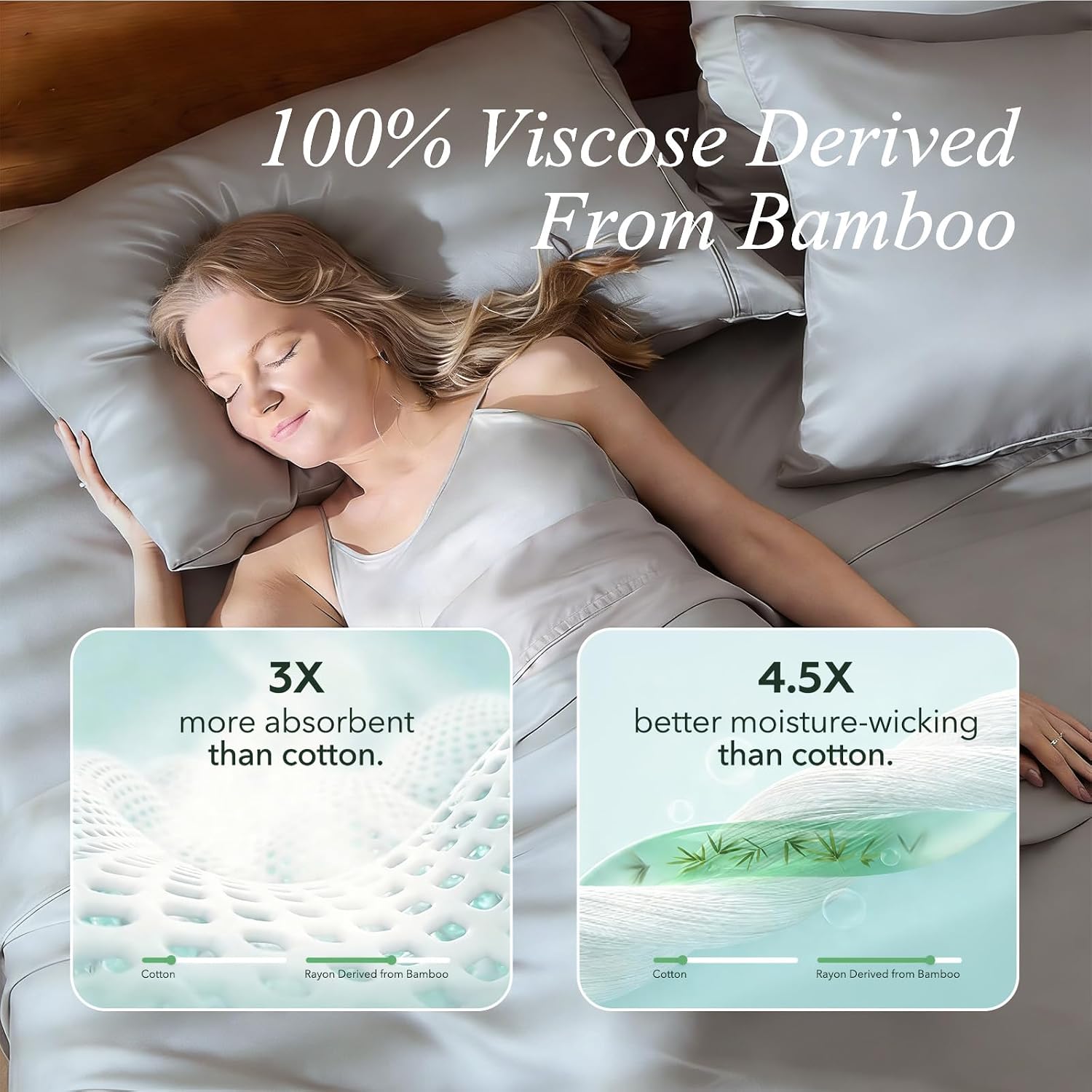 Krimano King Pillow Cases, Derived from Bamboo Viscose, Cooling Pillowcases, Breathable & Wicking Pillow Covers for Hot Sleepers, Envelope…