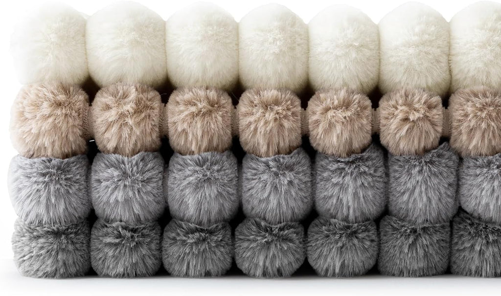Miulee Faux Fur Plush Decorative Throw Pillow Covers 18x18 Set of 4, Boho Farmhouse Soft Fuzzy Striped Cushion Covers for Sofa Couch Bed Li…