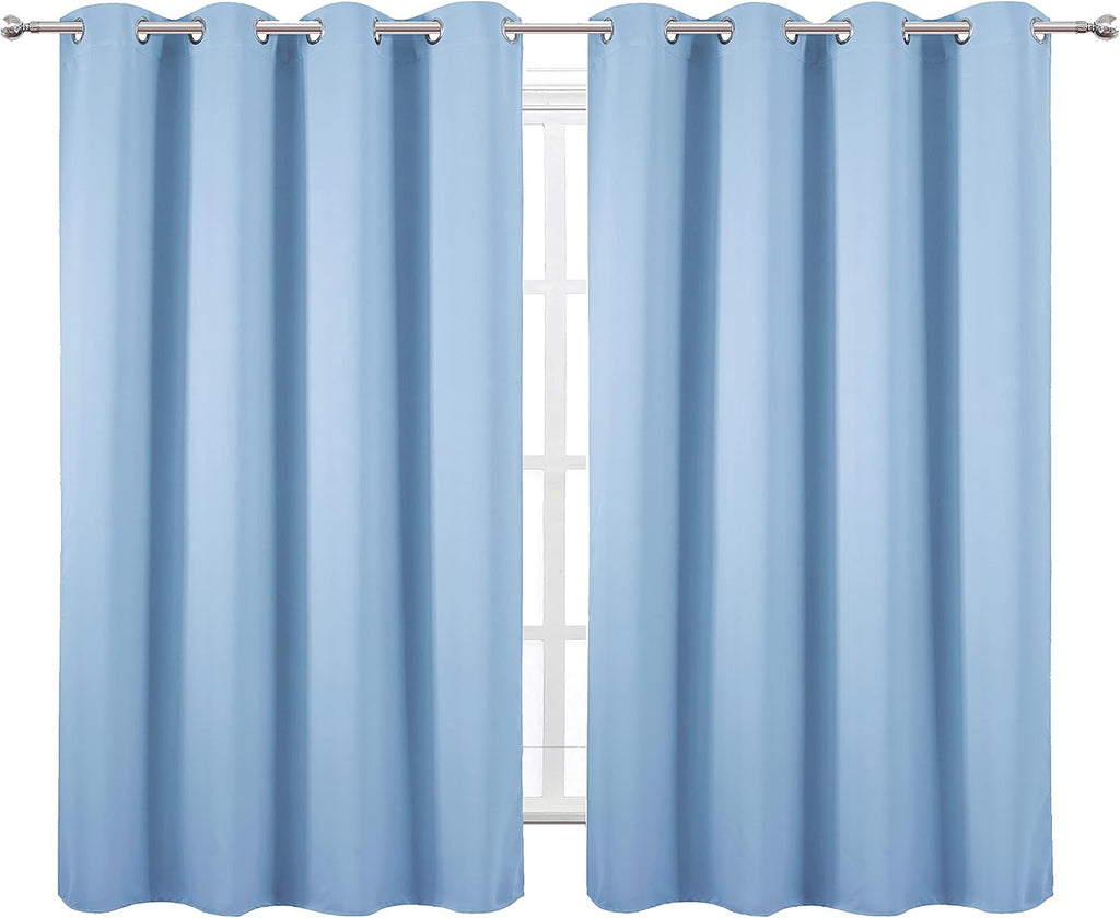 Lemomo Sky Blue Thermal Blackout Curtains/52 x 54 Inch/Set of 2 Panels Room Darkening Curtains for Bedroom 54 Inch Blue
