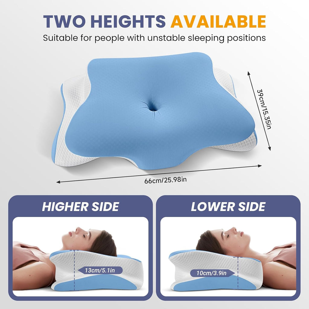 A-Pce Cervical Neck Pillow for Neck and Shoulder, Odorless Memory Foam Pillows & Soft Silk Cover, Ergonomic Orthopedic Neck Support…