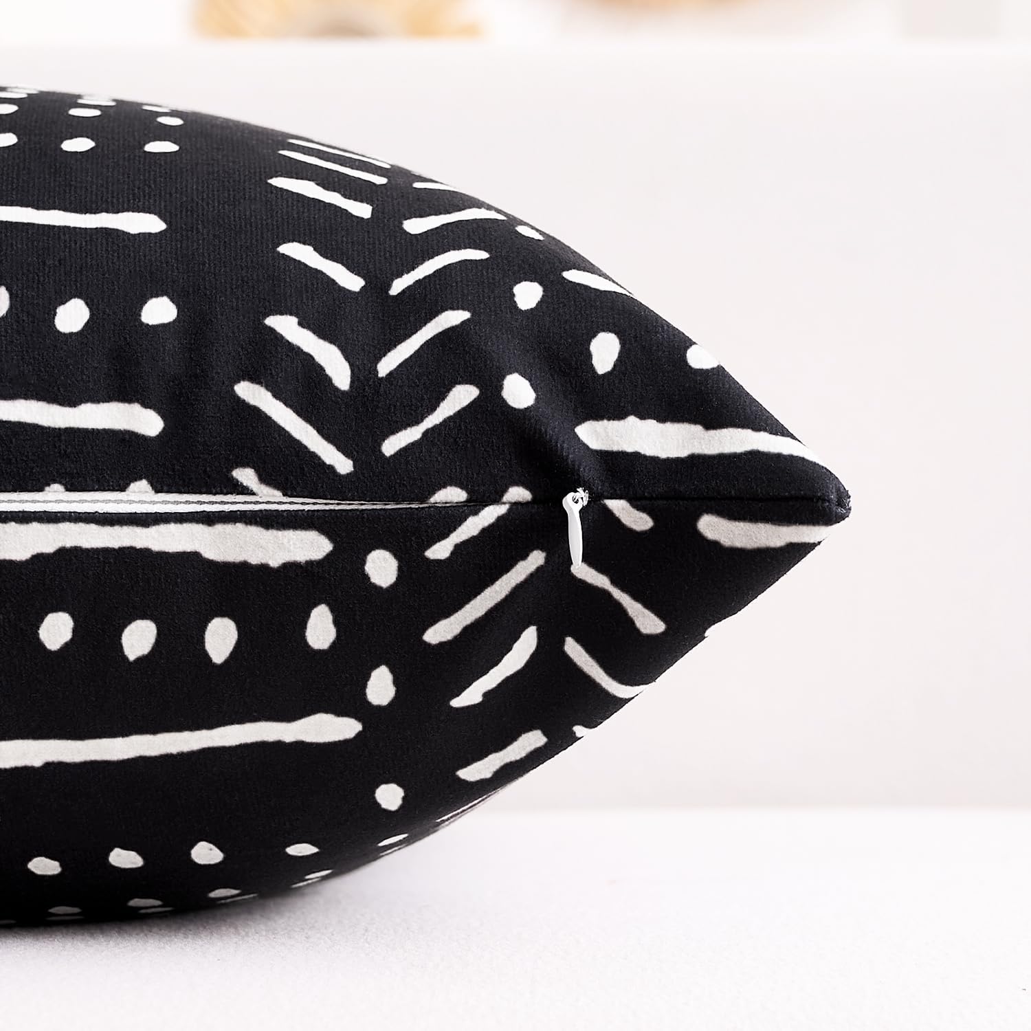BONSTRAP Black and White Decorative Throw Pillows Covers for Couch Boho Square Accent Pillows Cover 12 x 12 Inch for Living Room Bed…