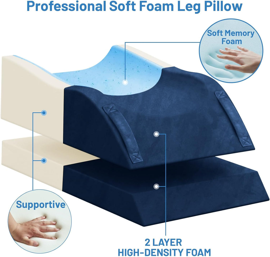 TranquilRelax TranquilRelax Double Leg Elevation Pillows, Wedge Pillow for After Surgery, Memory Foam Support Adjustable, Comfort Ca…