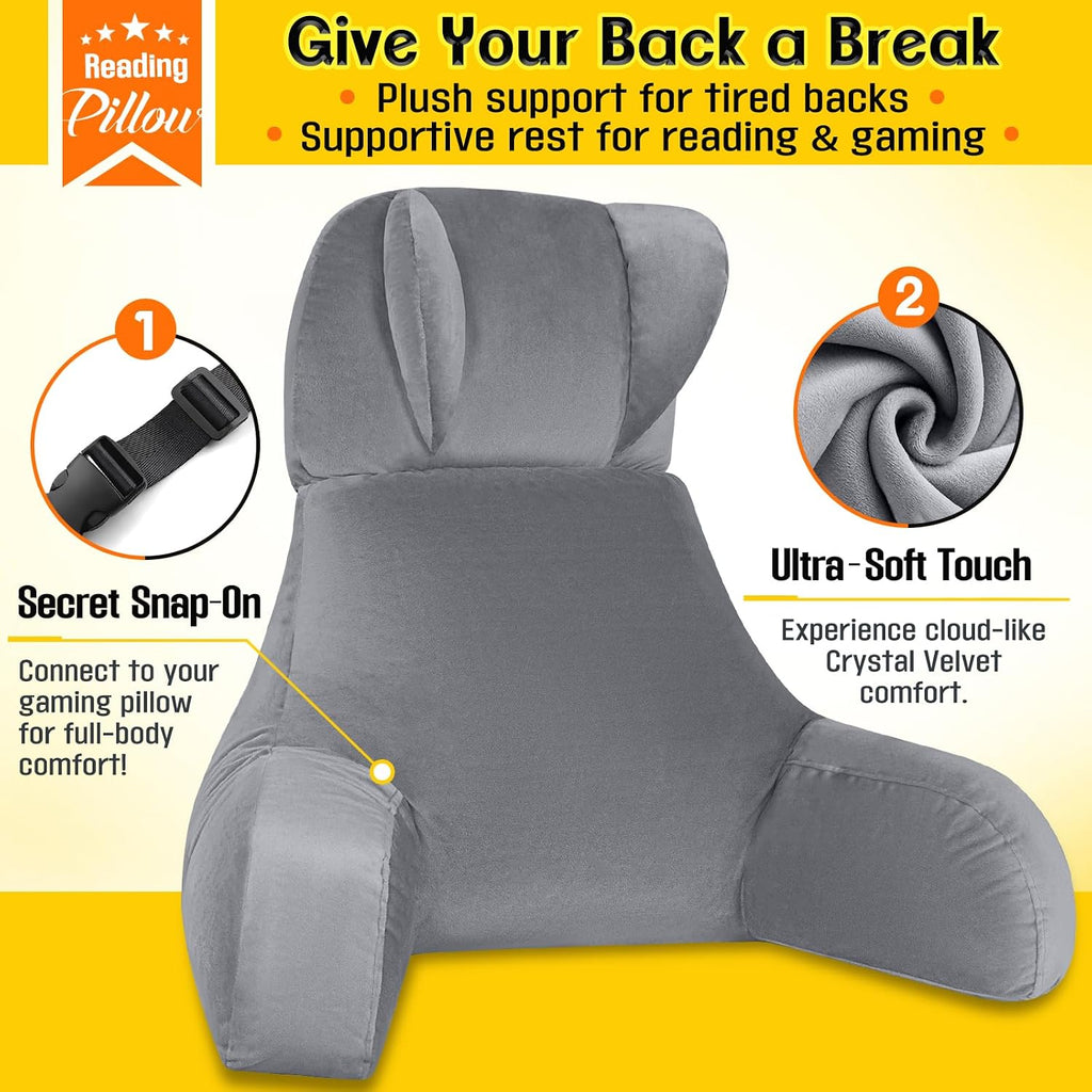 Asawesling Reading Pillow & Lap Pillow for Gaming, Back Cushion for Bed Sitting Up, Backrest Pillow for Sitting in Bed, Couch or Floor Cott…