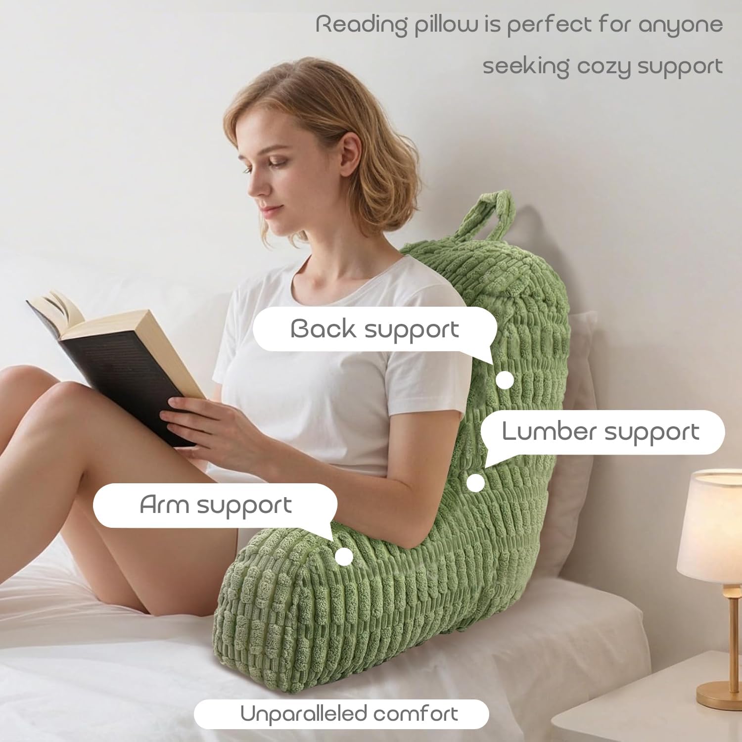 Reading Pillows for Sitting in Bed Adult, Back Rest Pillow for Sitting in Bed and Chair, Back Support Chair Pillow for Couch Support for…
