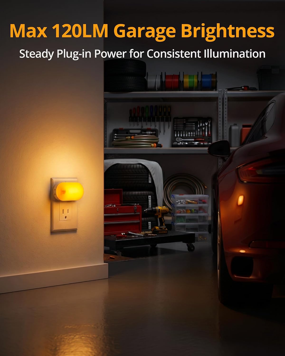 Lyridz 120LM Ultra Bright Plug-in Motion Sensor Night Light, Stepless Dimmable LED Nightlight, Always-On and Auto-Off, for Hallway…