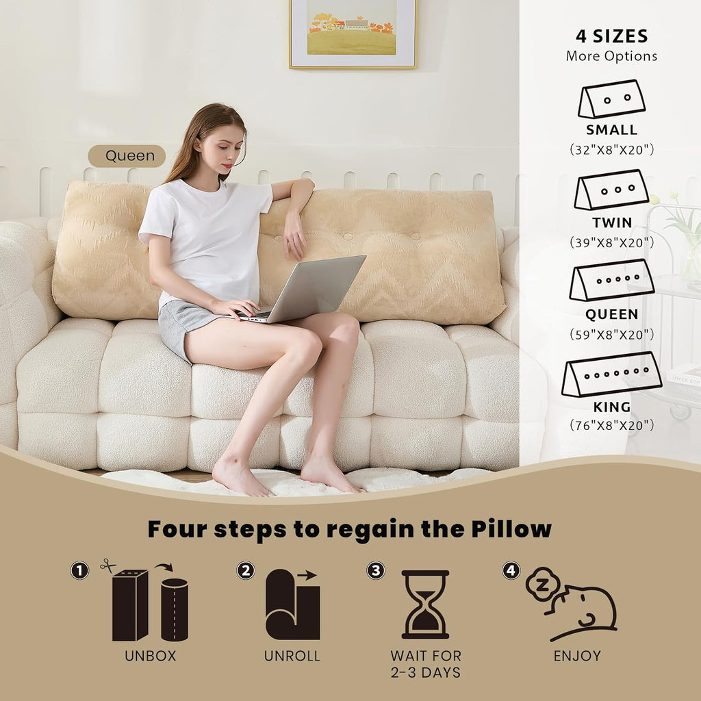 Zelladorra Headboard Pillow for Bed, Triangular Wedge Pillow Headboard Soft Support While Reading and Resting, Bed Bolster Cushion…