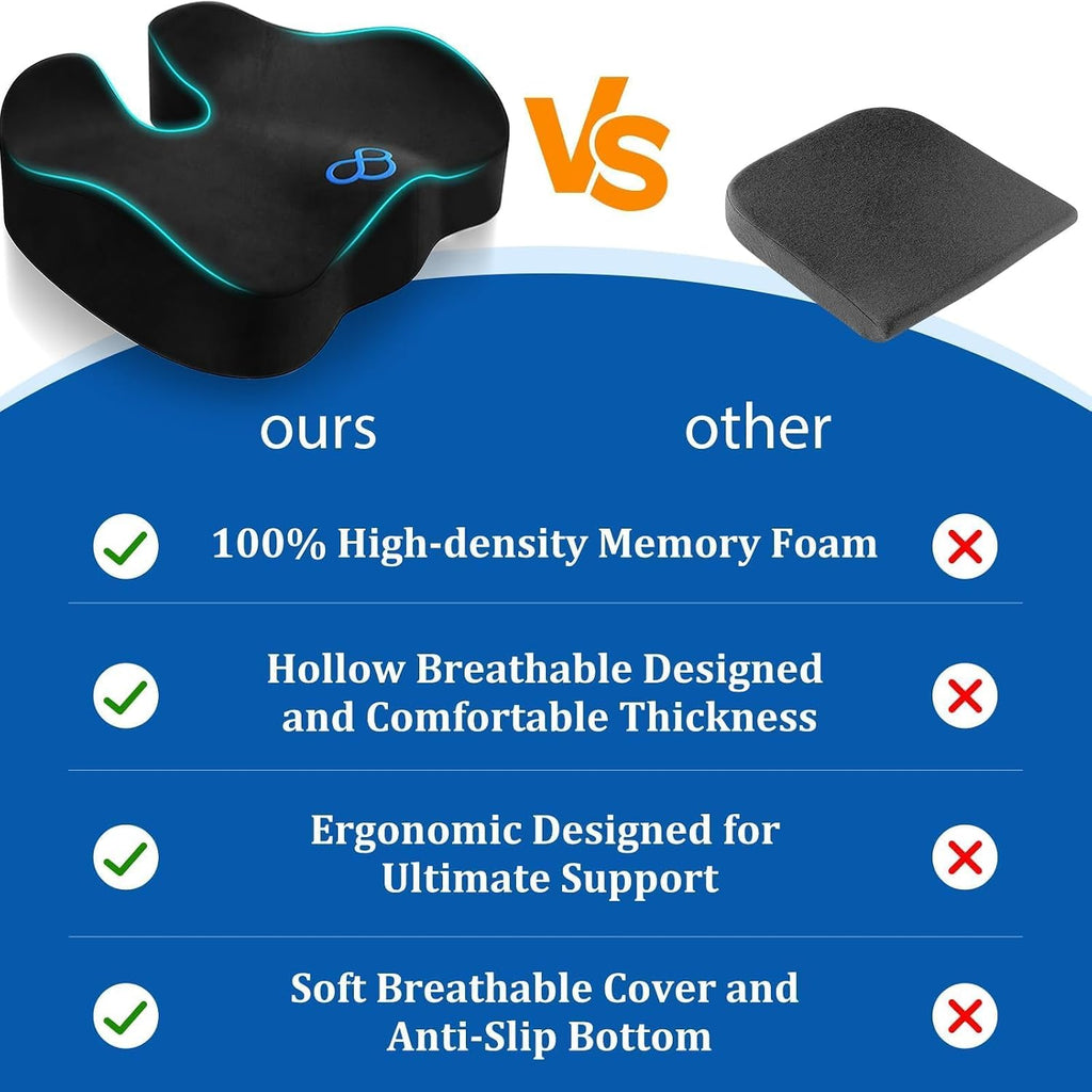 CushyOasis Seat Cushion, Gel Chair Cushions, Office Chair Cushions, Anti-Slip Bottom & Removable Cover Tailbone Cushion, Memory Foam Seat C…