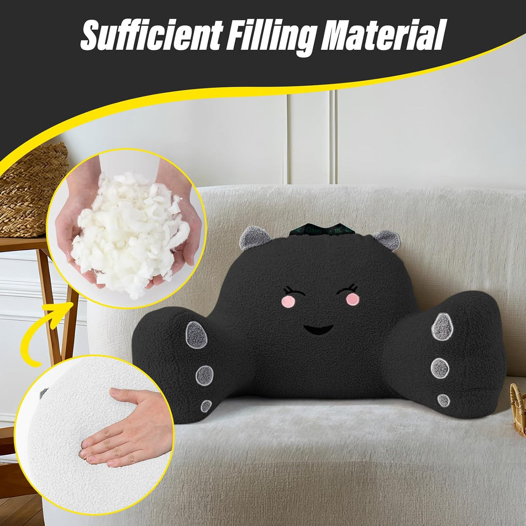 Ajicong Reading Pillow for Sitting in Bed Couch Teens/Adult, Back Rest Pillow for Sitting Up in Bed with Shredded Memory Foam, Includes Arm…