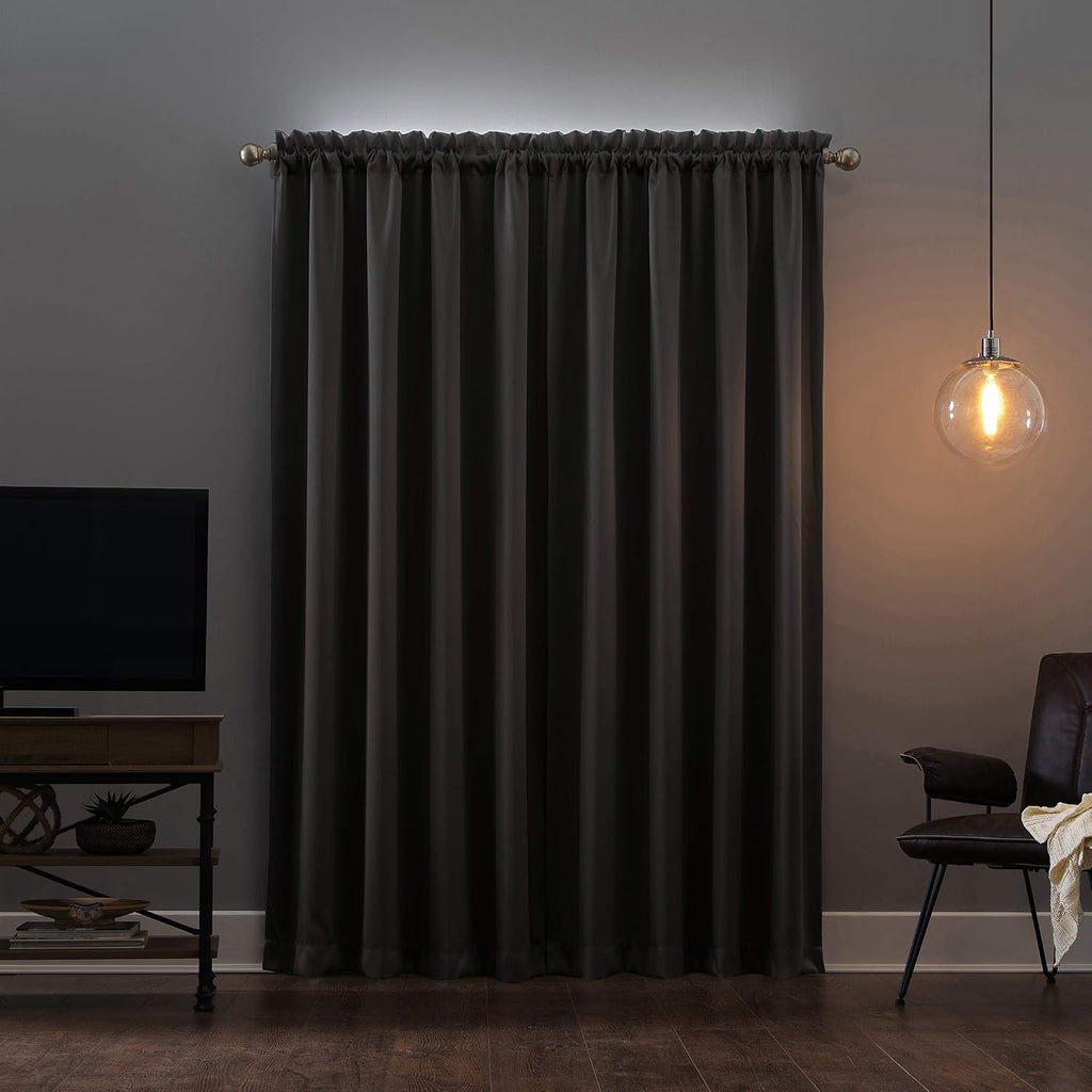 Sun Zero Oslo Theater Grade Extreme Total Blackout Rod Pocket Curtain Panel, 52" x 84", Gray