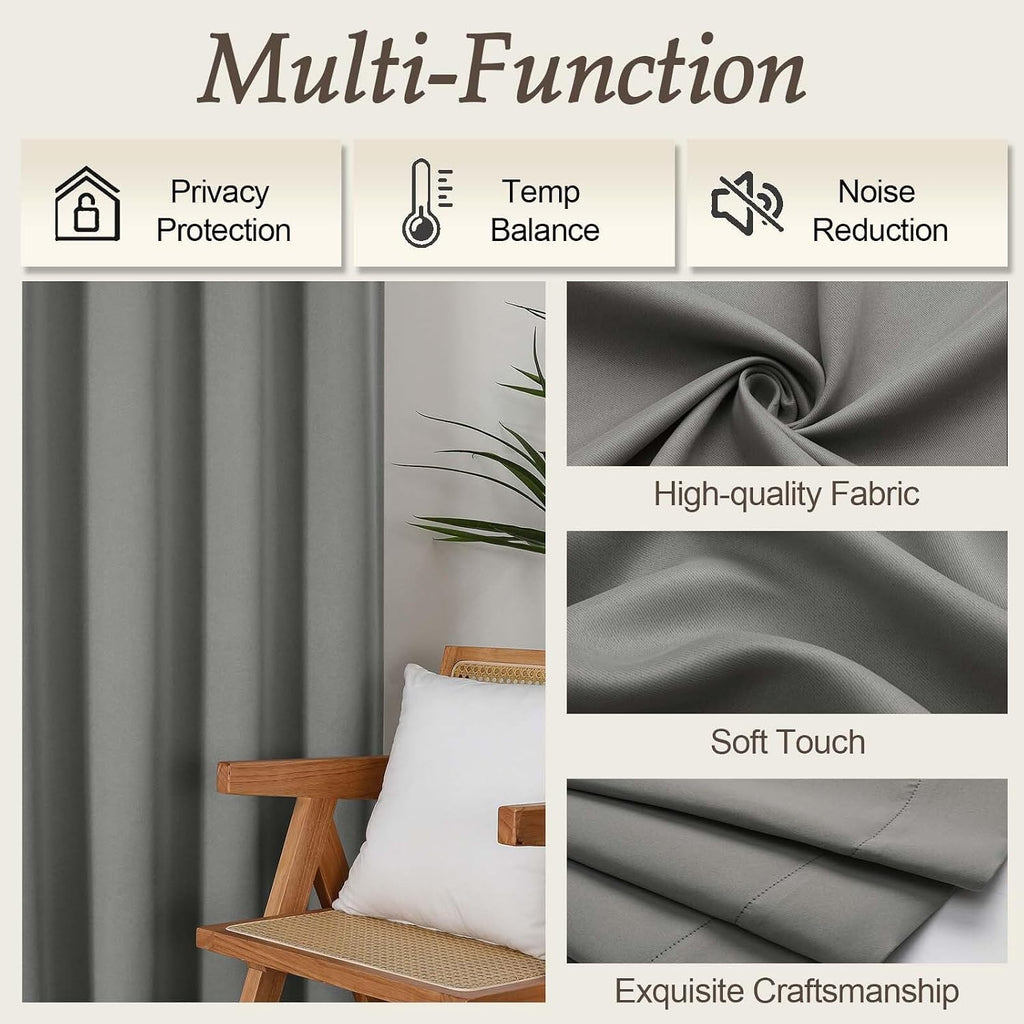 Gwine Light Grey Blackout Curtains for Bedroom 54 Inches Long, Thermal Insulated Room Darkening Curtains for Living Room Each 40" Wx54 L…