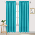 Dwcn Blackout Curtains Room Darkening Thermal Insulated Bedroom Curtains Window Curtain Panels, 52 x 84 inches Long, Set of 2 Turquoise Rod…