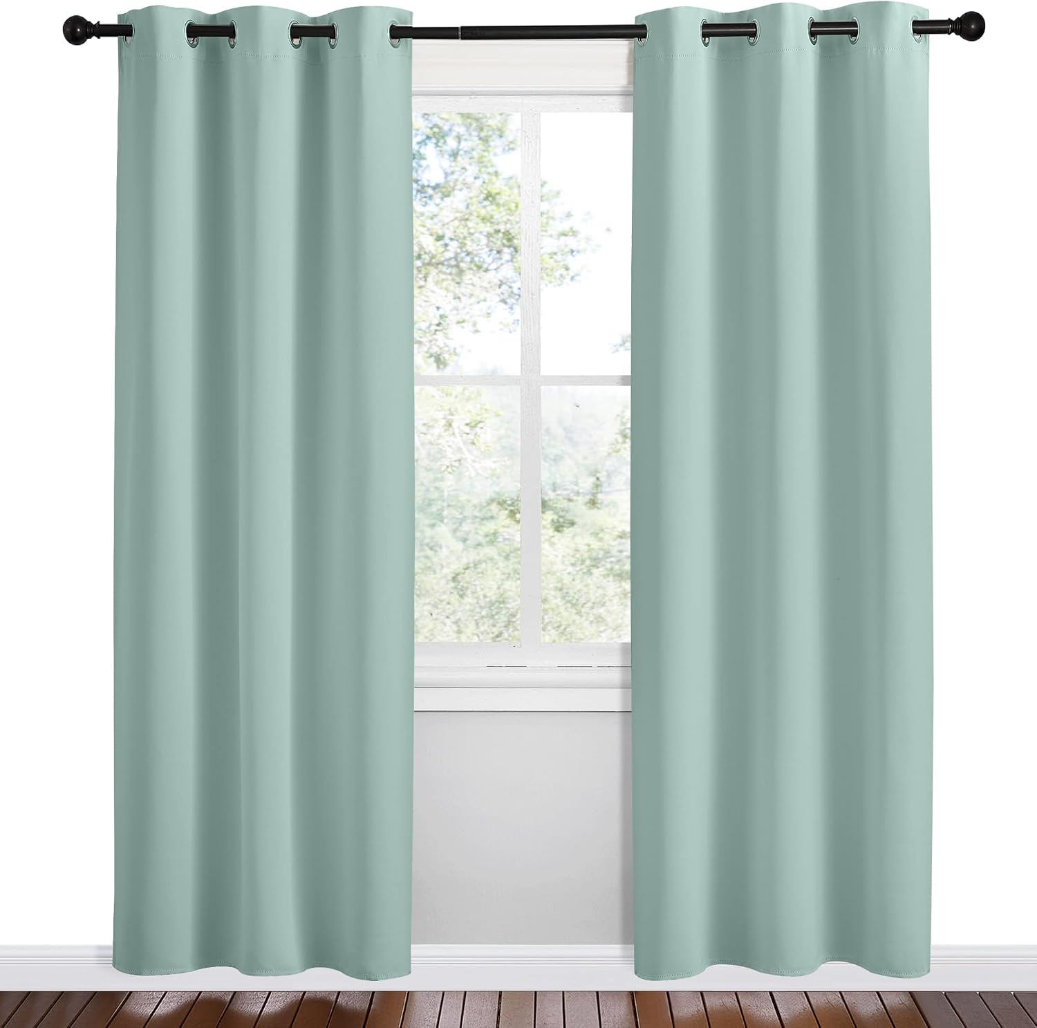 NICETOWN Aqua Blue Room Darkening Curtains for Kitchen, Set of 2, 42 inches Wide by 78 inches Long, Window Treatment Thermal Insulated…