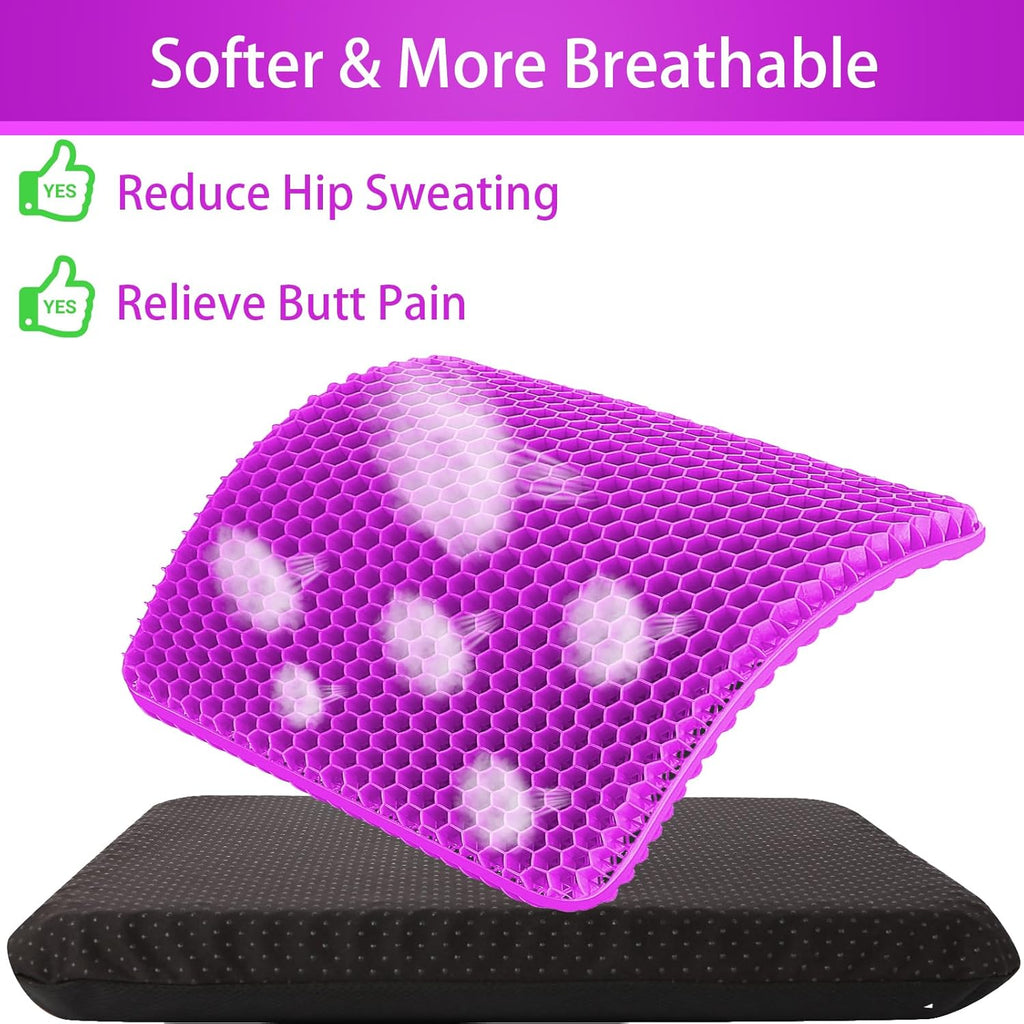 KYSMOTIC Gel Seat Cushion for Long Sitting (Large & Thick), Soft & Breathable, Gel Cushion for Wheelchair, Gel Chair Cushion for Hip…