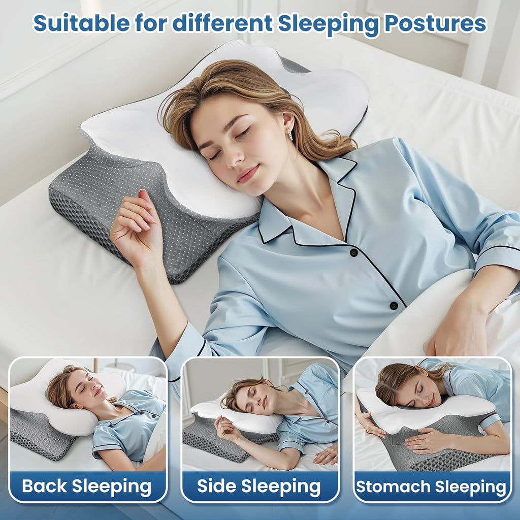 TranquilZone Memory Foam Bed Pillow – Contour Support Pillow for Side & Back Sleepers, Soft Ergonomic Design, Cooling Breathable Cov…
