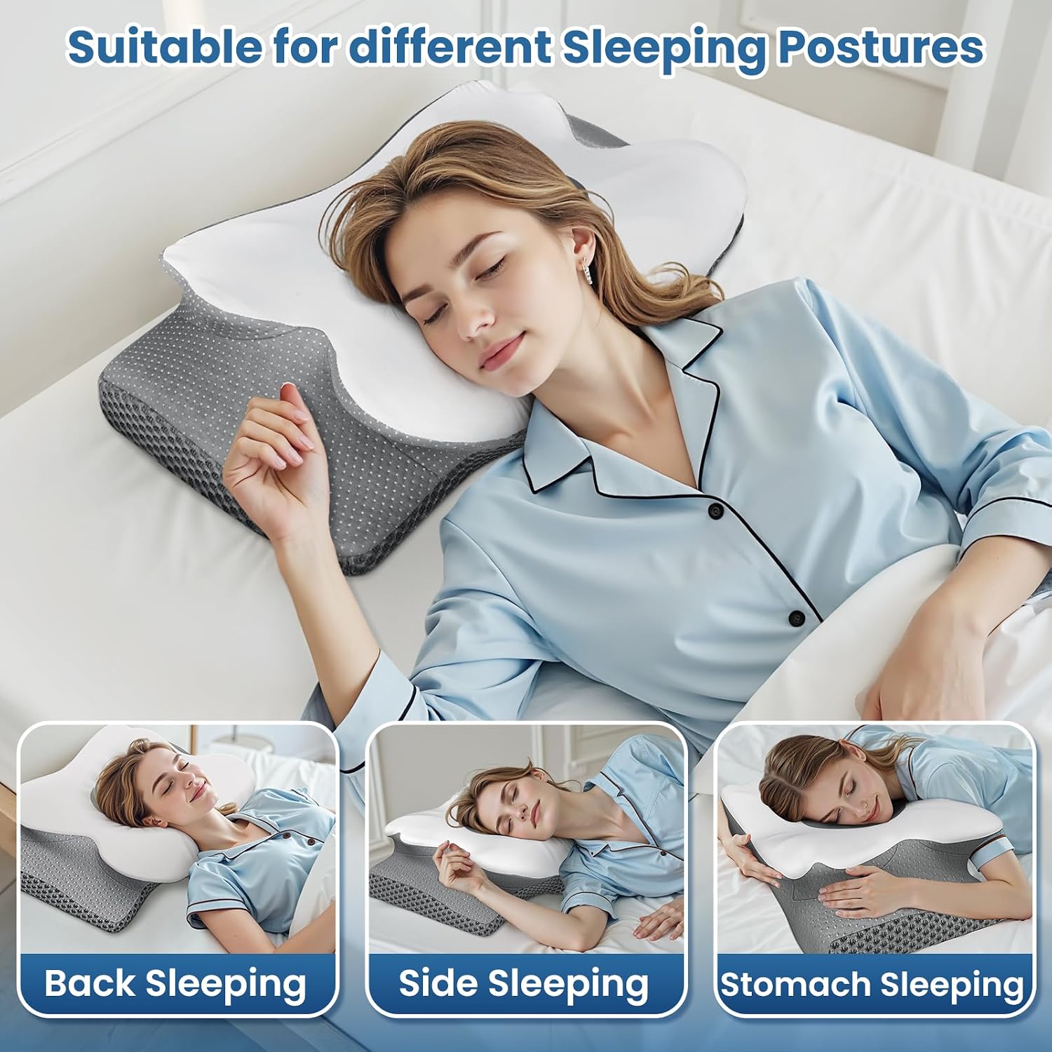 TranquilZone Memory Foam Bed Pillow – Contour Support Pillow for Side & Back Sleepers, Soft Ergonomic Design, Cooling Breathable Cov…