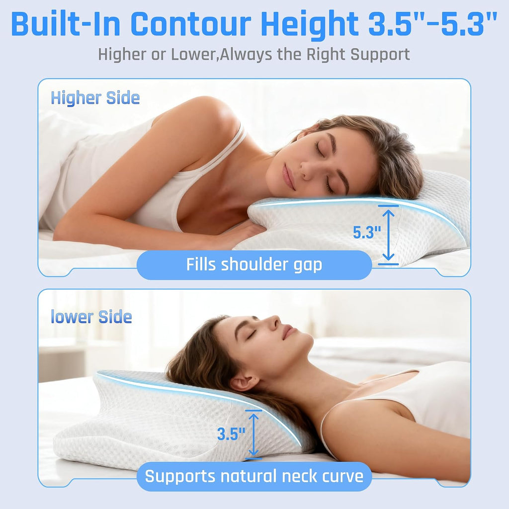 LEKEWNPersonalCare AlignCore Cervical Neck Pillow - Ergonomic Firm Memory Foam Bed Pillows for Sleeping, Neck Pillows for, Back and Side S…