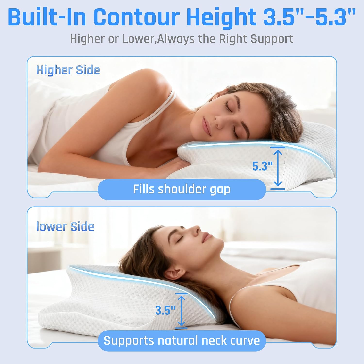 LEKEWNPersonalCare AlignCore Cervical Neck Pillow - Ergonomic Firm Memory Foam Bed Pillows for Sleeping, Neck Pillows for, Back and Side S…