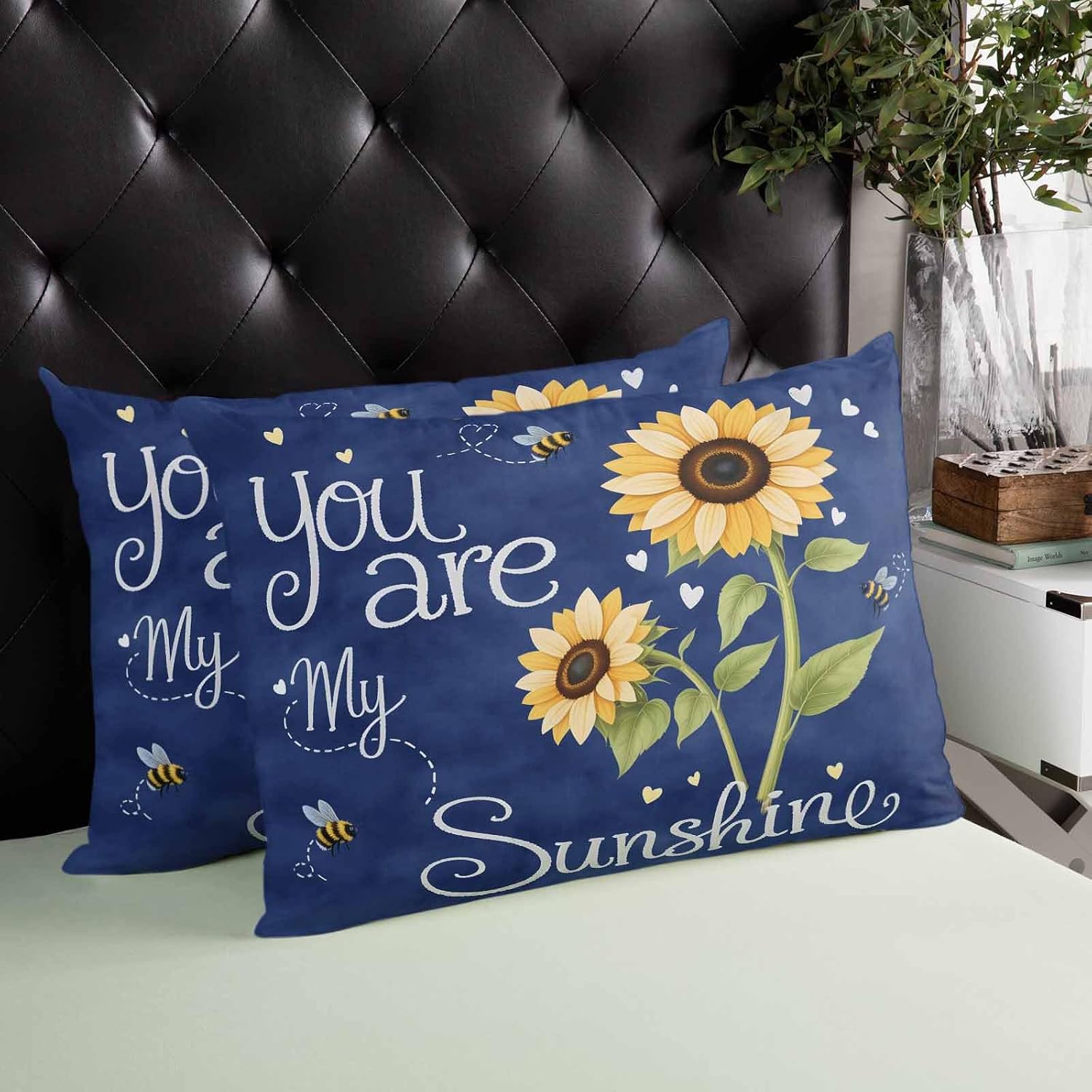 Rgaienmelw You Are My Sunshine Large Throw Pillow Covers 24x36 Inches, Rectangle Decorative Pillowcase with Zipper, Yellow Sunflowers…