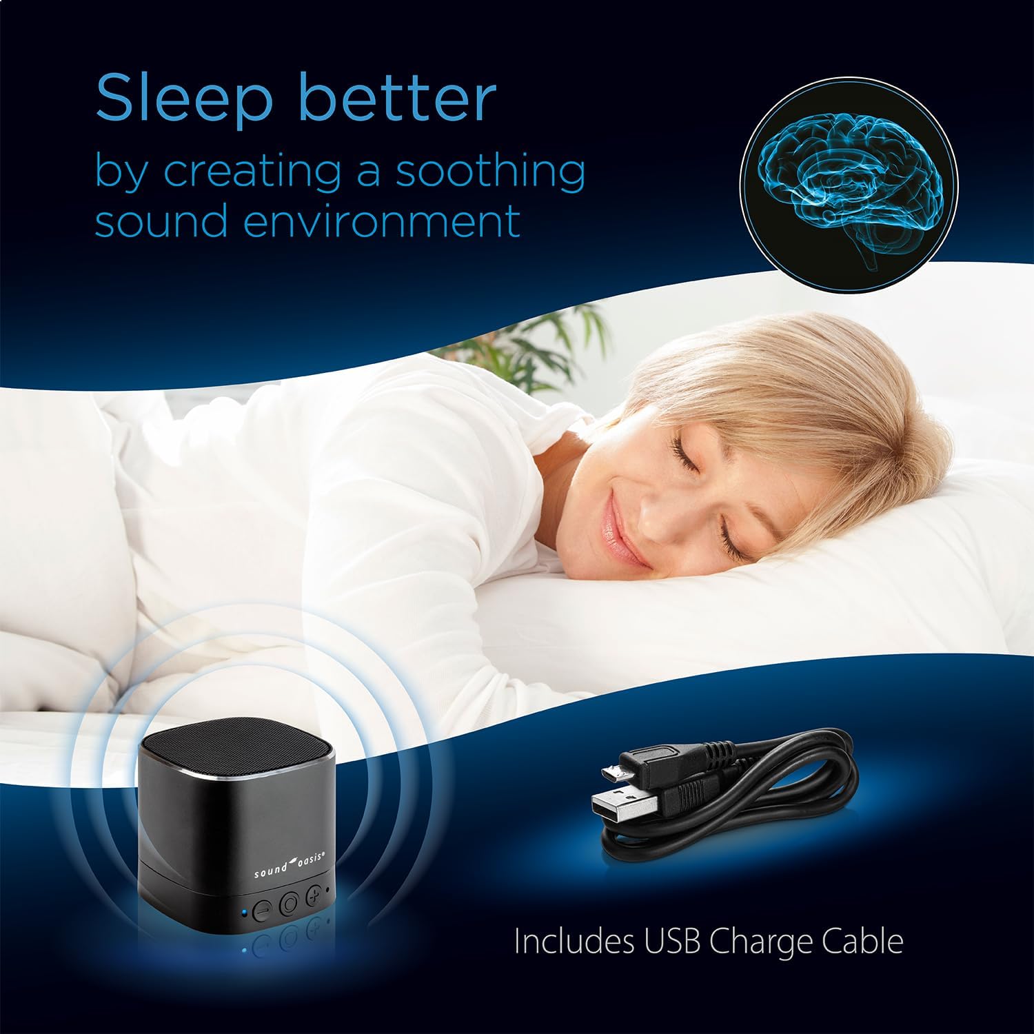 SoundOasis Sound Oasis Pink Noise Bluetooth Sound Machine for Sleeping, 20 Non-Looping Soothing Sounds with Speaker & Memory Function, Port…
