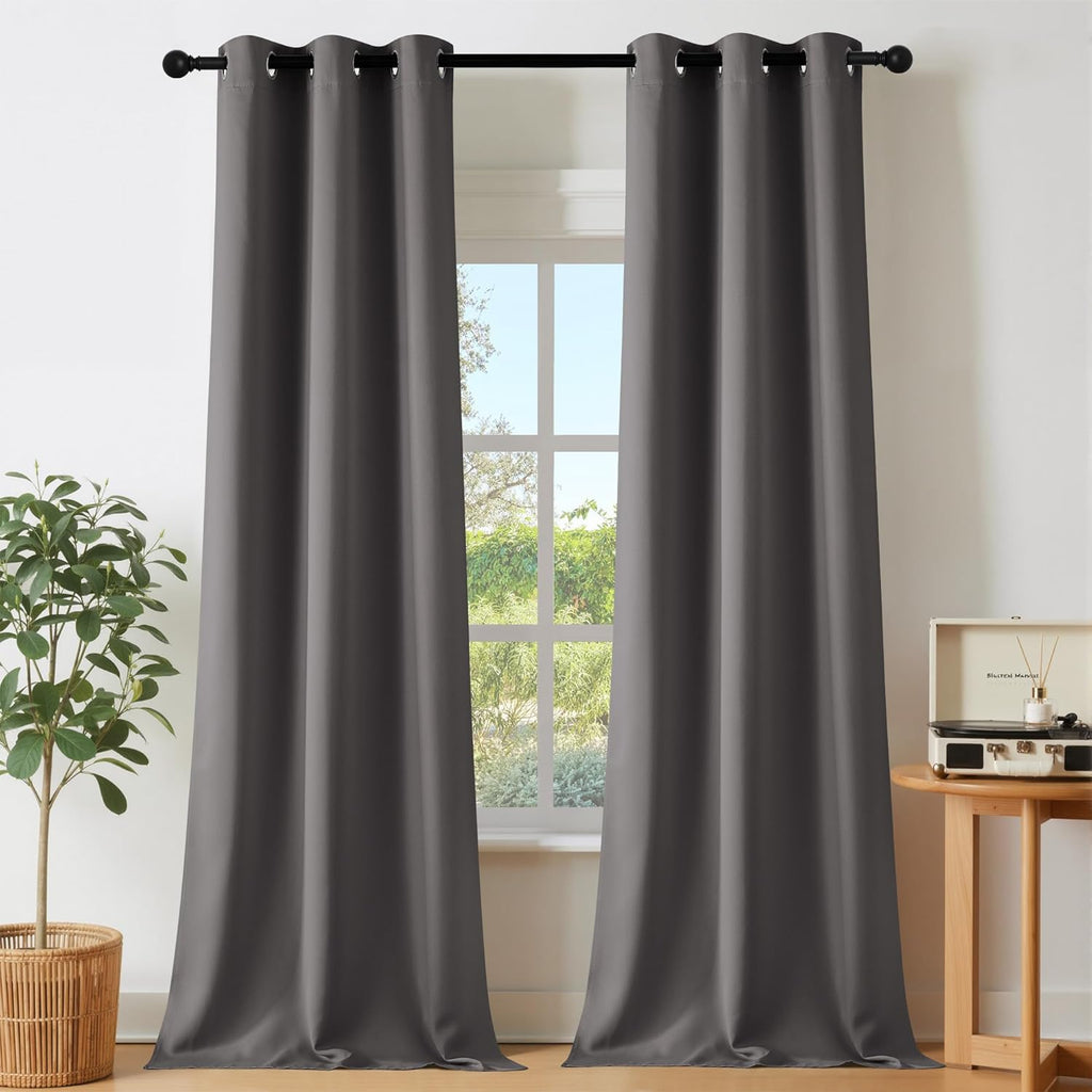 Nicetown Blackout Grey Doorway 80 inch Curtains, Grommet Room Darkening Thermal Insulated Soundproof Window Treatments for Bedroom/Closet,…