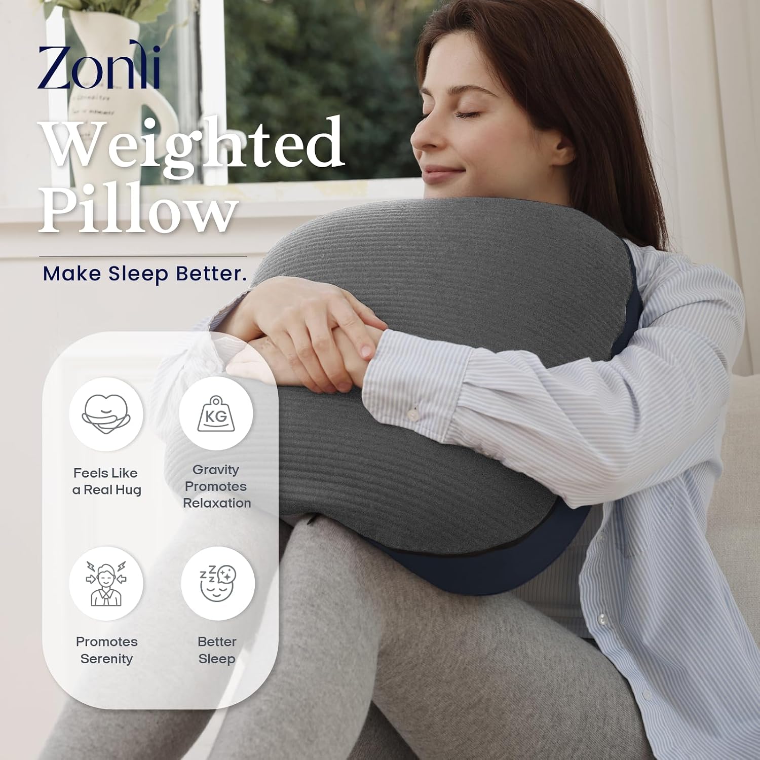 ZonLi Weighted Pillow for Adults 6.5lbs, Washable Hug Pillow Get Better Sleep, Detachable Sensory Body Weighted Pillows, Memory Foam Bed…