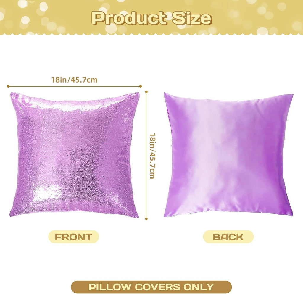 Eternal Beauty Set of 2 Sequin Decorative Pillow Cover Lavender Throw Pillow Covers for Couch Sofa Throw Pillows 18 X 18 Inches