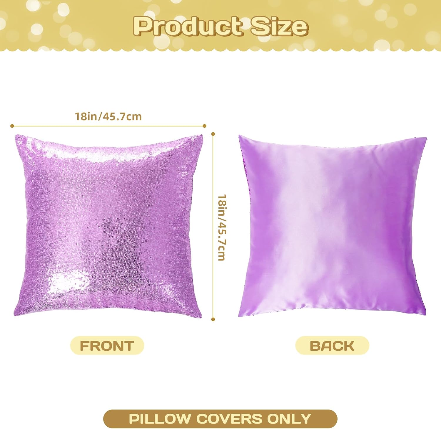 Eternal Beauty Set of 2 Sequin Decorative Pillow Cover Lavender Throw Pillow Covers for Couch Sofa Throw Pillows 18 X 18 Inches