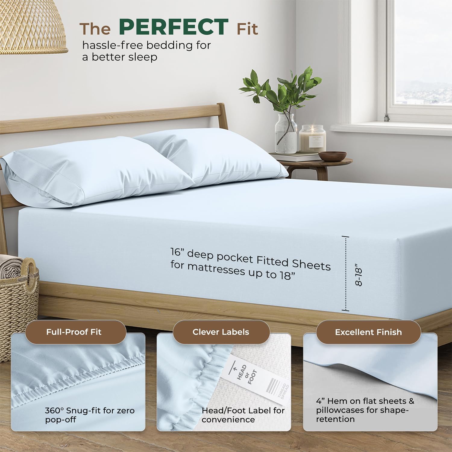 THREAD SPREAD 100% Organic Cotton Sheets Full Size - 4 PC Organic Cotton Full Size Percale Weave Sheet Set, Soft, Cooling, Crisp &…