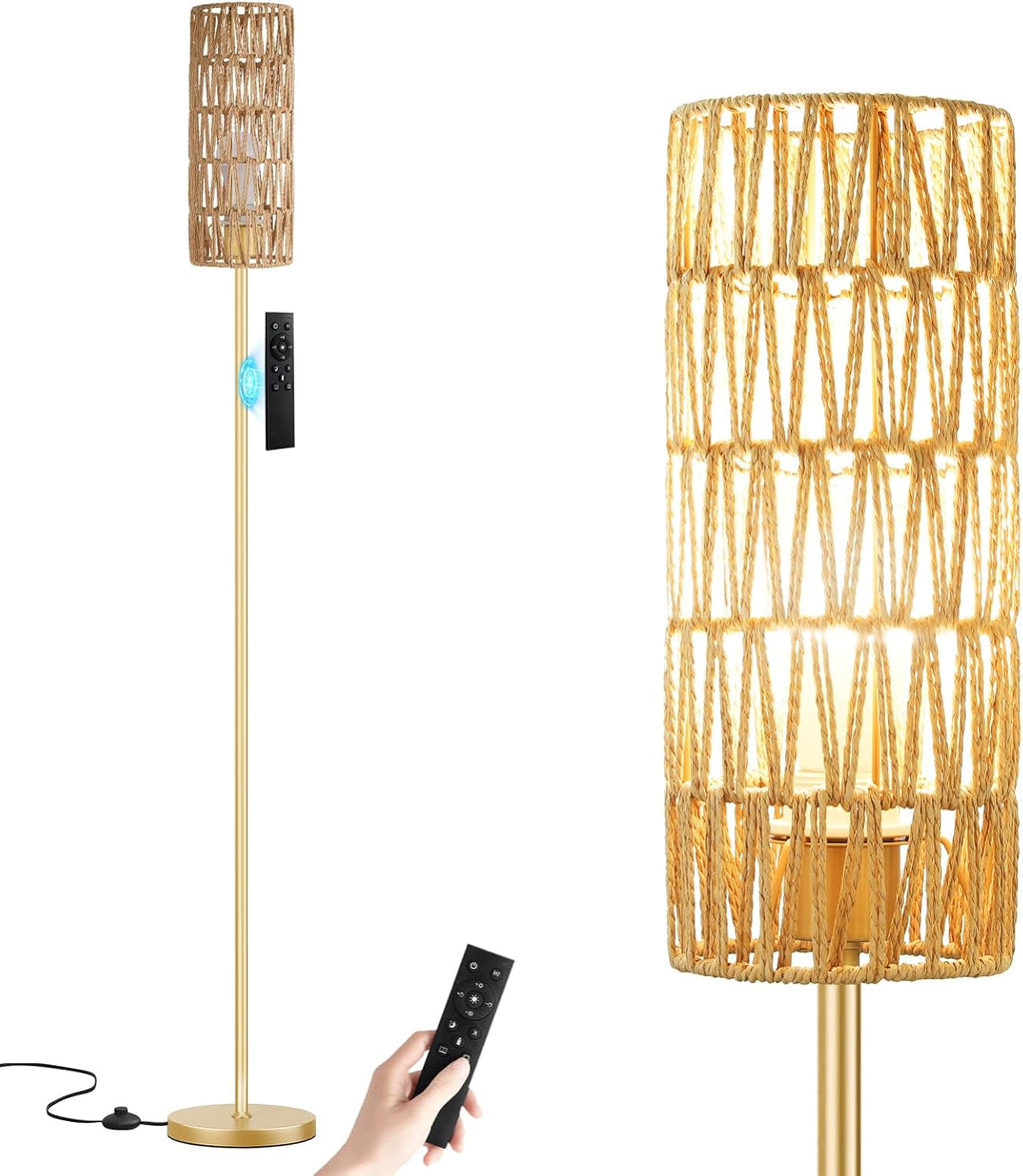 Ambimall 64'' Floor Lamps for Living Room with Remote Control and Stepless Dimmable Colors Temperature & Brightness, Boho Gold Standing…