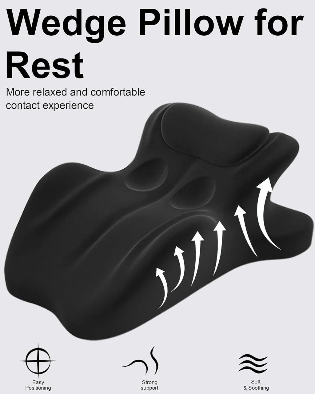 Ergonomic Memory Foam Wedge Pillow, 27° Angled Support for Neck and Waist, Multi-Position Support Pillow - Black (Plus Size 25.5 * 21.5 *…