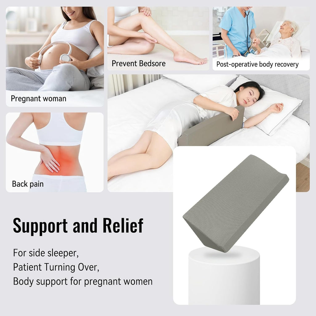 Fanwer 24in Bed Wedge Pillow for Sleeping Body Position Wedges Back Positioning Elevation Pillows Blue Pray Case Pregnancy Bedroom…