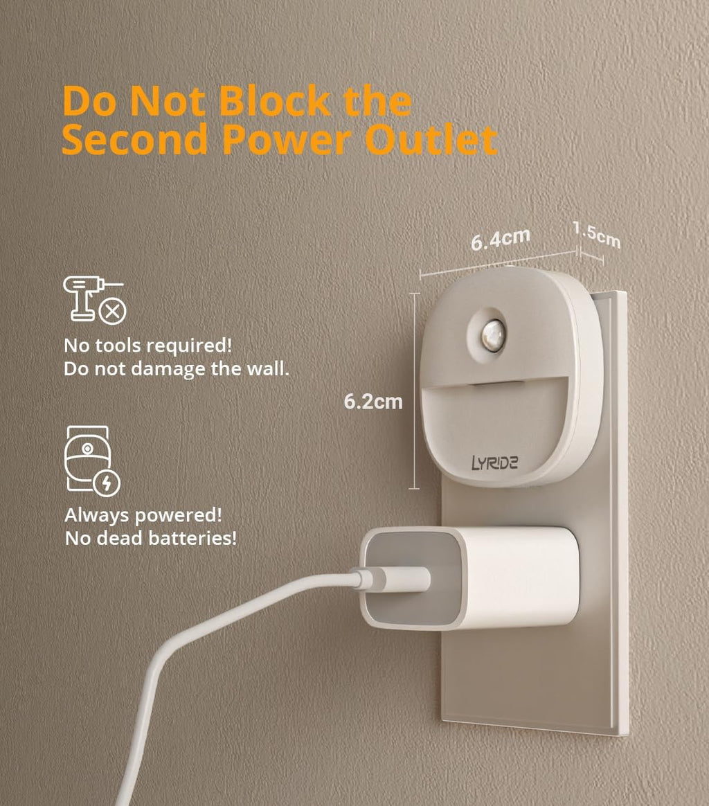 Lyridz Plug in Night Light with Motion Sensor and Dusk to Dawn Sensor, Dimmable Warm Nightlight with 1-50lm Adjustable Brightness Indoor…