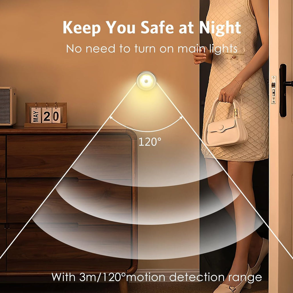 AMIR 3.15” Motion Sensor Light, 6 Pack Cordless Battery-Powered LED Night Light, Stick-Anywhere Closet Lights Stair Lights, Safe Lights…