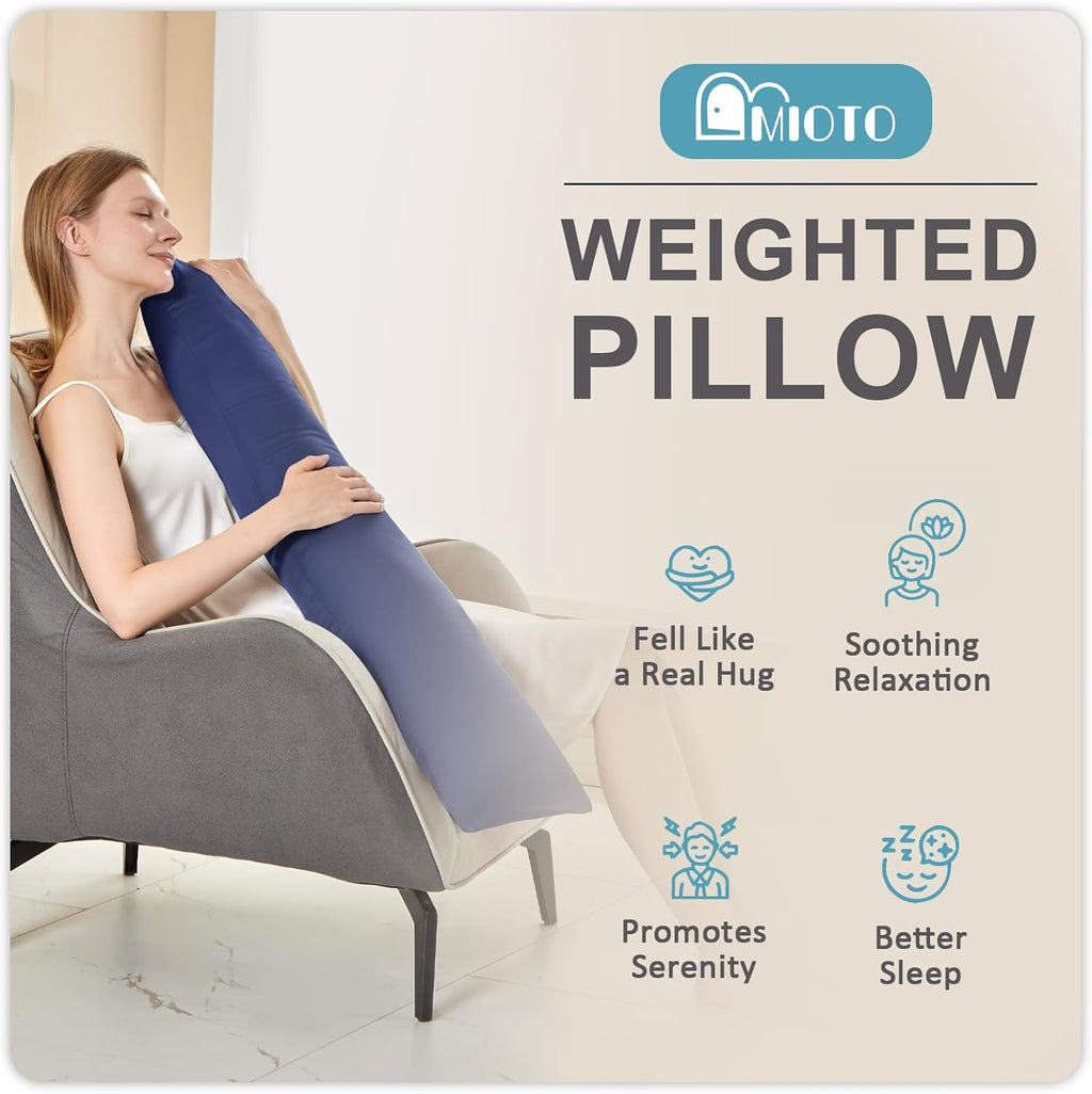 Mioto 6.5lbs Weighted Body Pillow for Adult - Weighted Pillow for Better Sleep, Cooling Body Pillow with Tencel Cover, Long Pillow for Bed,…