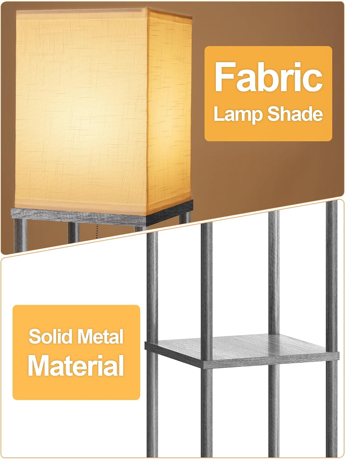 Floor Lamp with Shelves for Living Room, Shelf Floor Lamp with 3 CCT LED Bulb, Corner Display Standing Column Lamp Etagere Organizer…