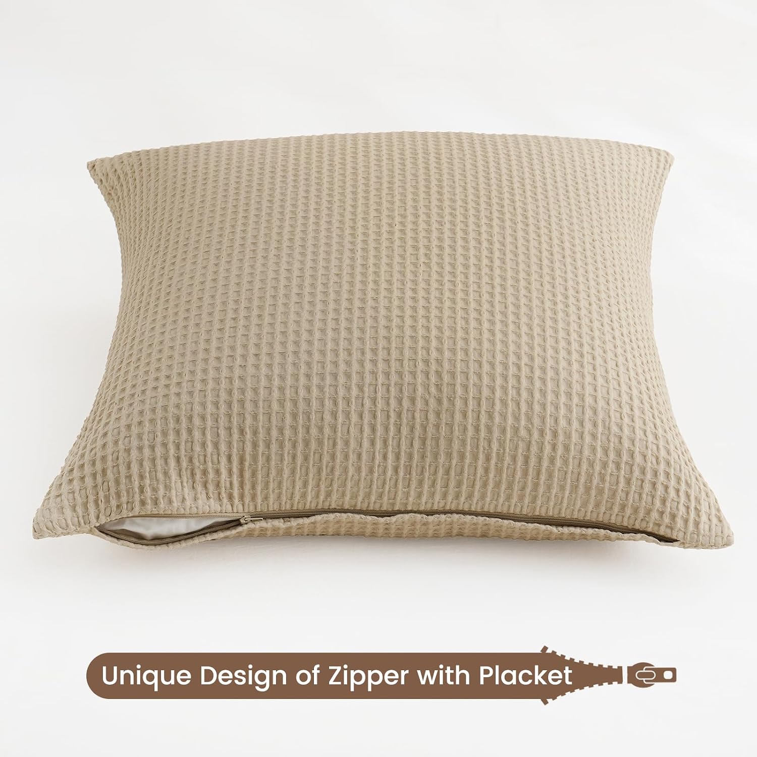 PHF 100% Cotton Waffle Weave Throw Pillow Cover, 20" x 20", No Insert, 2 Pack Elegant Home Decorative Square Throw Pillow Covers for Bed…