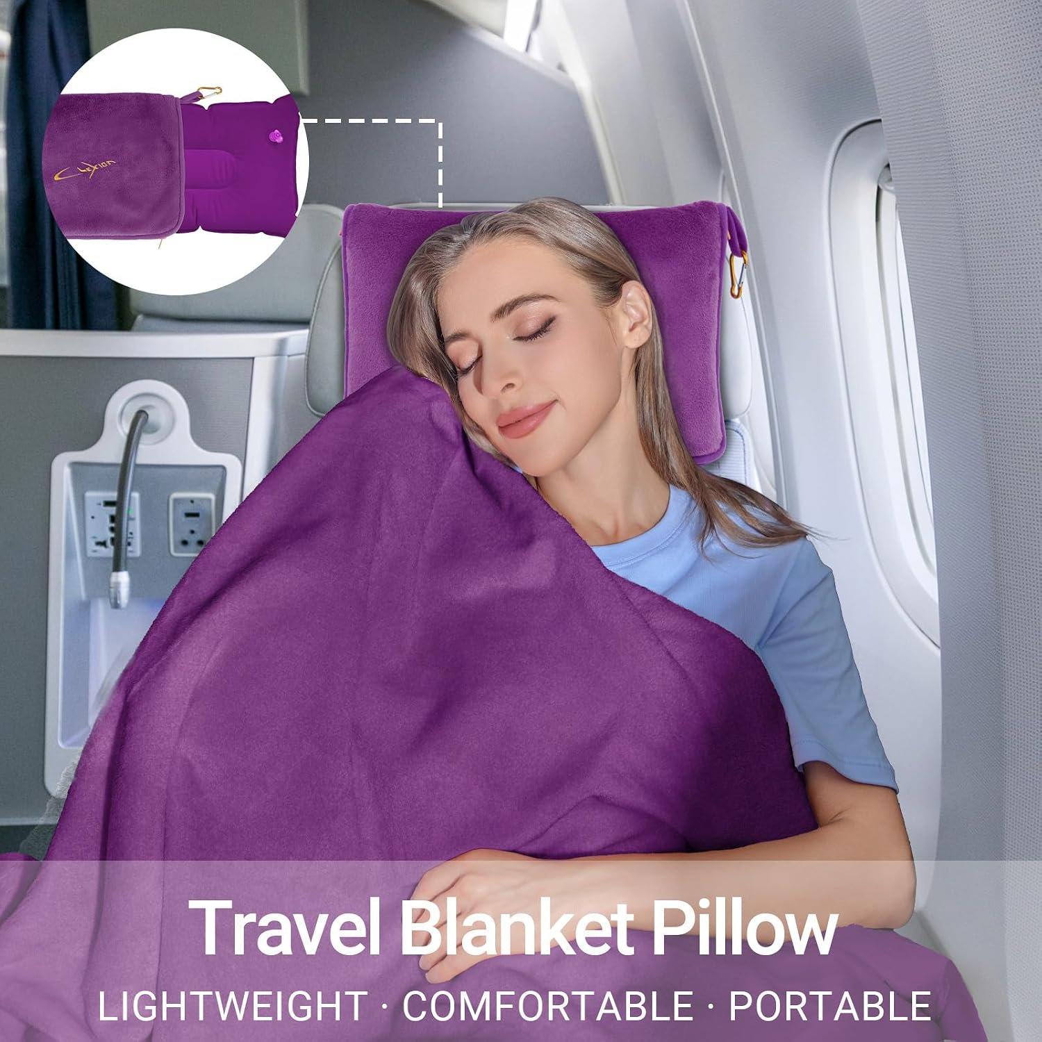 Travel Blanket & Pillow Set, 300 GSM Soft Fleece, 60x43 Inches, 3-in-1 Airplane Blanket, Travel Pillow and Blanket Set, Travel Blanket…