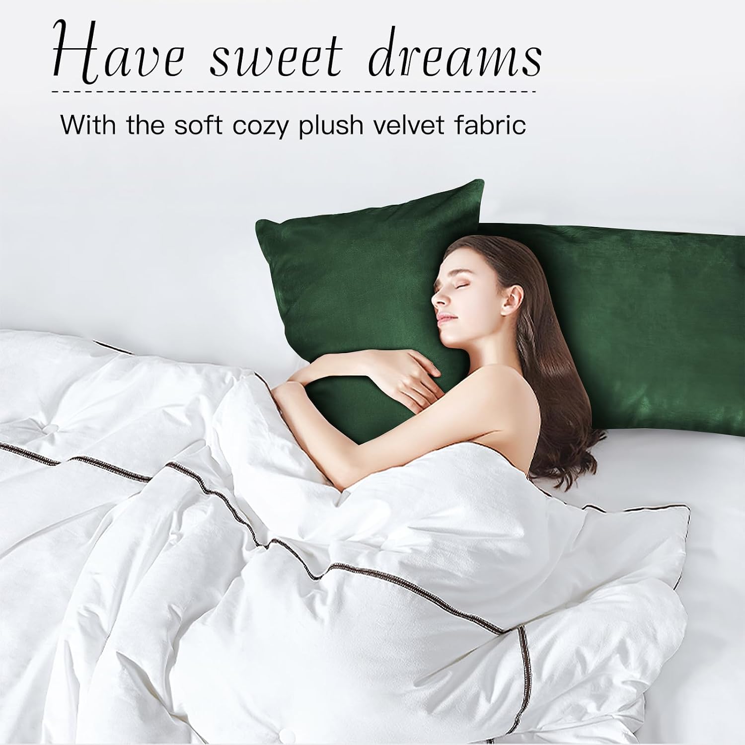 StangH Christmas Pillowcase for Decor, Velvet Pillow Covers with Zipper Closure, Soft Cozy Feeling for Sleeping, Queen Size (Dark Green, 20…