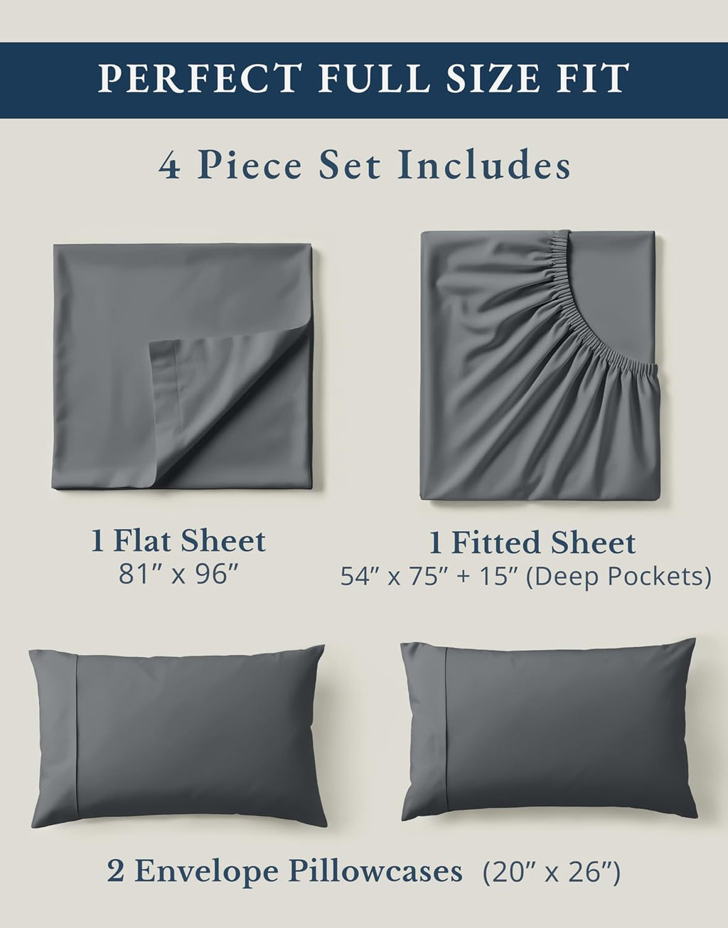 LaneLinen LANE LINEN 100% Organic Cotton Full Size Sheets, Hotel Like Crisp Percale Low Pill Fade Resistant Reinforsed Seam Cotton Sheets,…