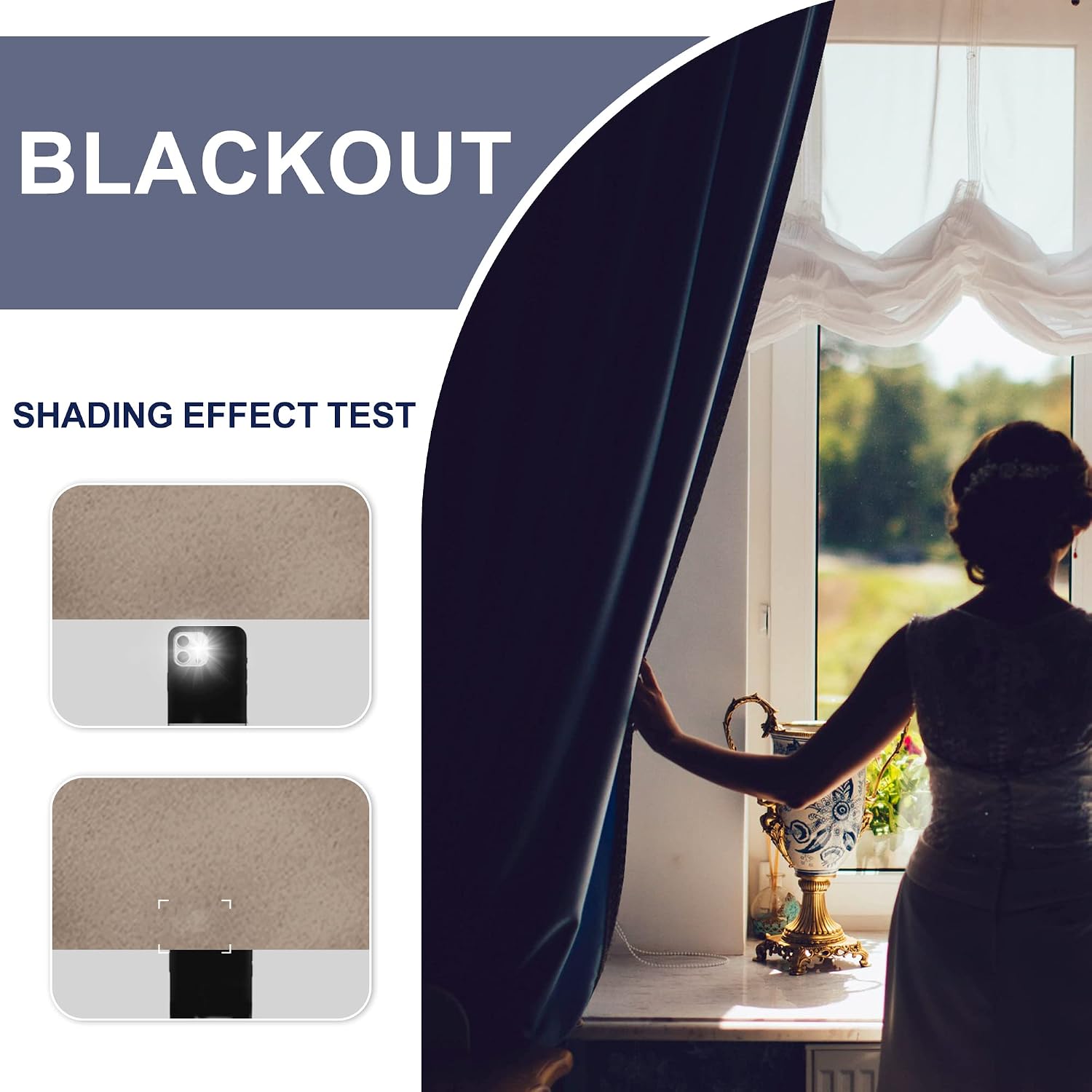 Jiuzhen Blackout Curtains for Bedroom - Thermal Insulated Room Darkening Noise Reducing, 70 x 84 Inch Length Curtains for Living Room, Set…