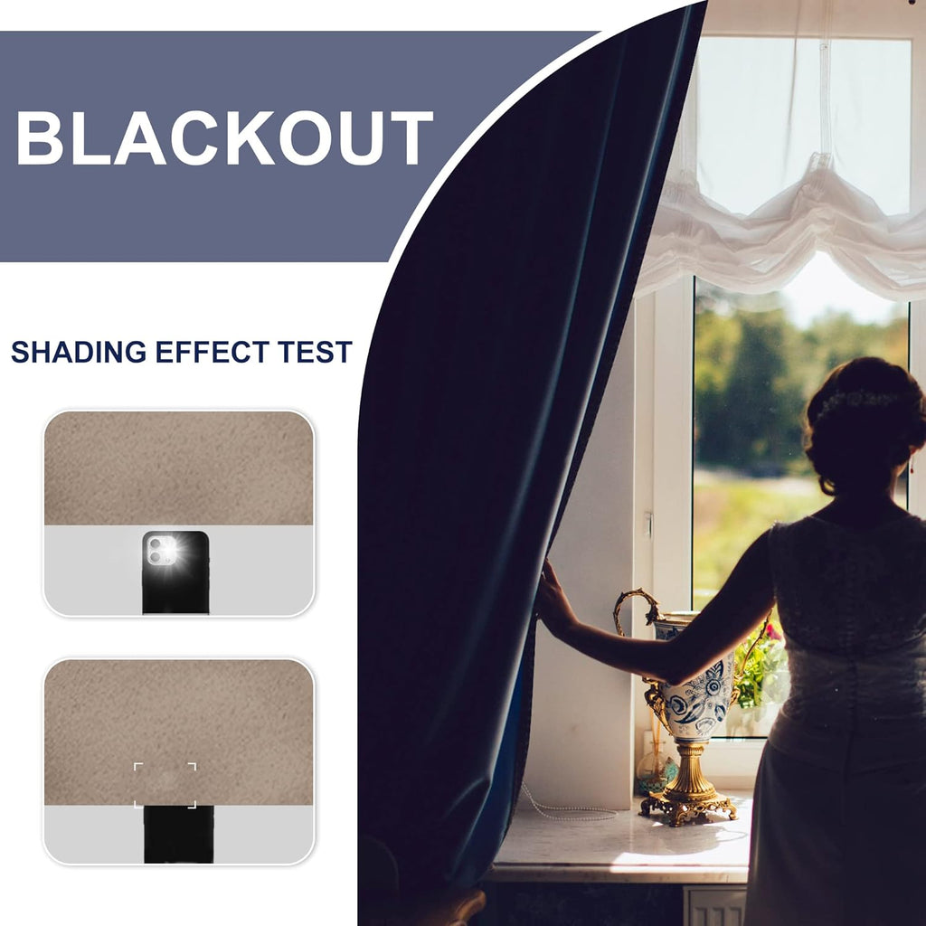 Jiuzhen Blackout Curtains for Bedroom – Thermal Insulated, Noise Reducing Room Darkening Privacy Rod Pocket Drapes for Living Room, Set of 2…