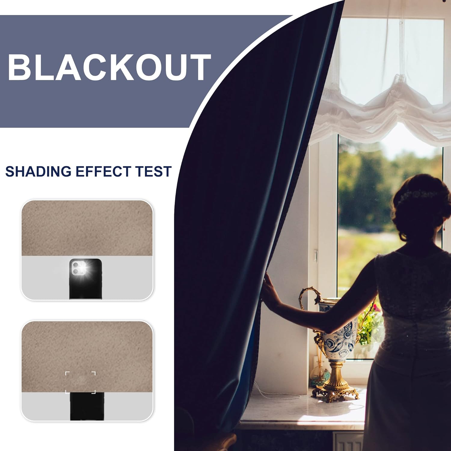 Jiuzhen Blackout Curtains for Bedroom – Thermal Insulated, Noise Reducing Room Darkening Privacy Rod Pocket Drapes for Living Room, Set of 2…